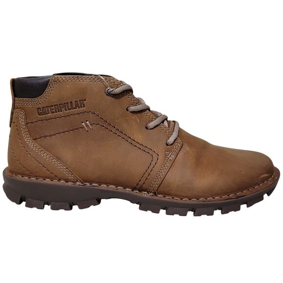 CAT Men Transform 2.0 Mid Chukka Boots Size US 10M Dark Beige Brown Leather - Picture 2 of 5